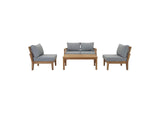 EEI-1477-NAT-GRY-SET Marina 5 Piece Outdoor Patio Teak Set By Modway