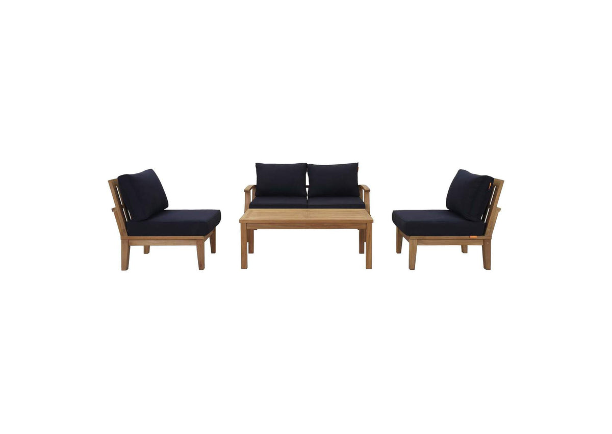 EEI-1477-NAT-NAV-SET Marina 5 Piece Outdoor Patio Teak Set By Modway