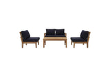 EEI-1477-NAT-NAV-SET Marina 5 Piece Outdoor Patio Teak Set By Modway