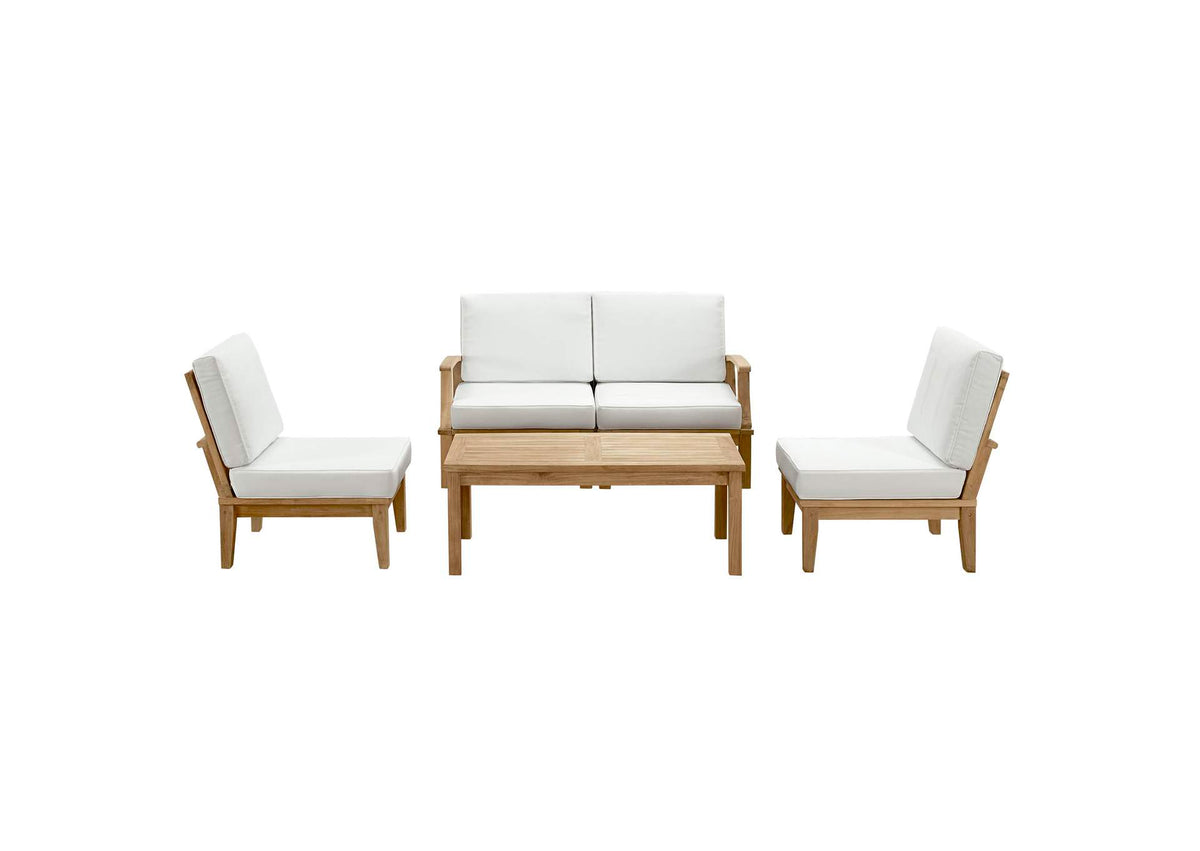 EEI-1477-NAT-WHI-SET Marina 5 Piece Outdoor Patio Teak Set By Modway
