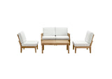 EEI-1477-NAT-WHI-SET Marina 5 Piece Outdoor Patio Teak Set By Modway