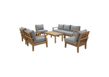EEI-1479-NAT-GRY-SET Marina 8 Piece Outdoor Patio Teak Set By Modway