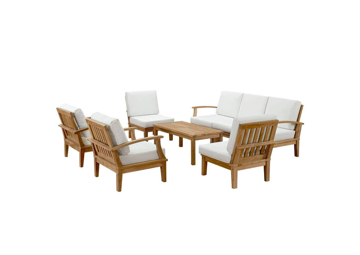EEI-1479-NAT-WHI-SET Marina 8 Piece Outdoor Patio Teak Set By Modway