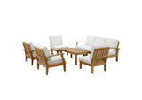 EEI-1479-NAT-WHI-SET Marina 8 Piece Outdoor Patio Teak Set By Modway