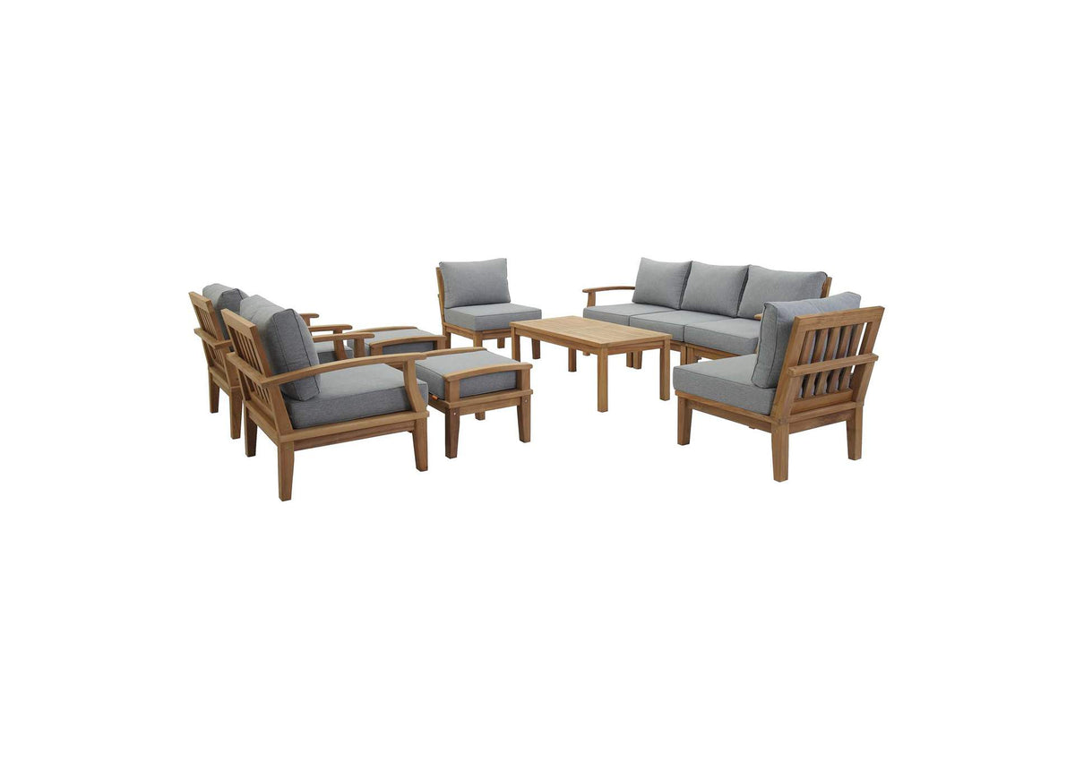 EEI-1480-NAT-GRY-SET Marina 10 Piece Outdoor Patio Teak Set By Modway