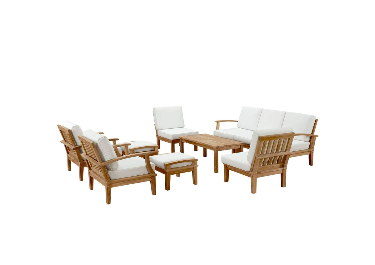 EEI-1480-NAT-WHI-SET Marina 10 Piece Outdoor Patio Teak Set By Modway