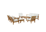 EEI-1480-NAT-WHI-SET Marina 10 Piece Outdoor Patio Teak Set By Modway