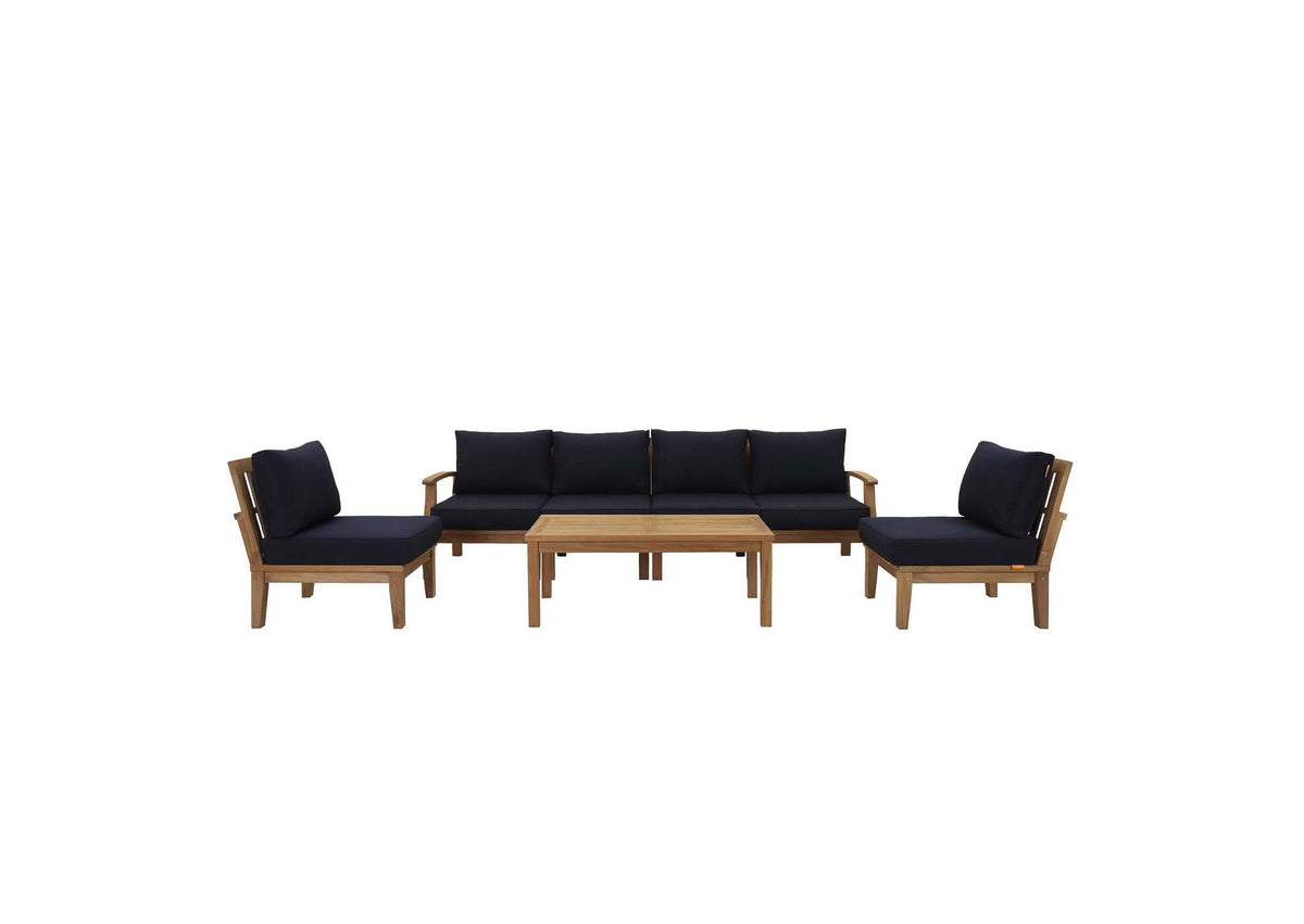 EEI-1481-NAT-NAV-SET Marina 7 Piece Outdoor Patio Teak Set By Modway