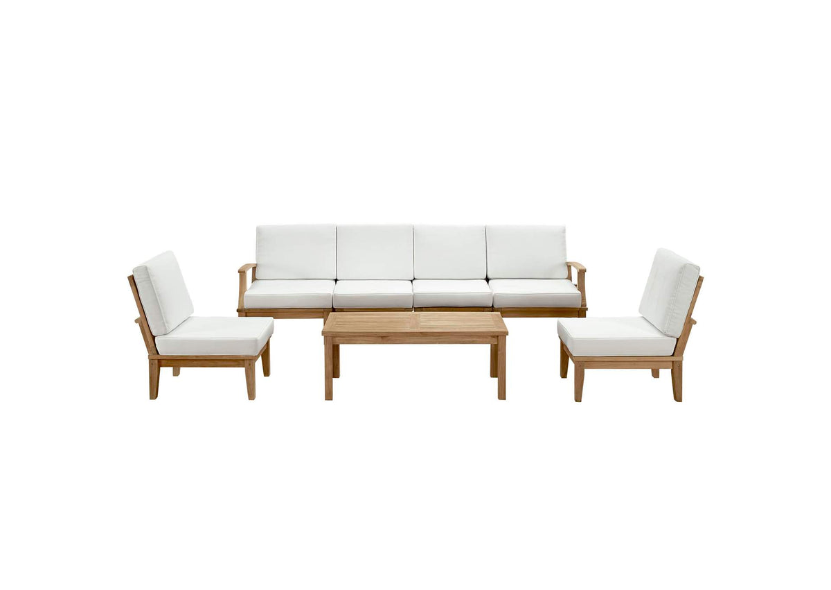 EEI-1481-NAT-WHI-SET Marina 7 Piece Outdoor Patio Teak Set By Modway