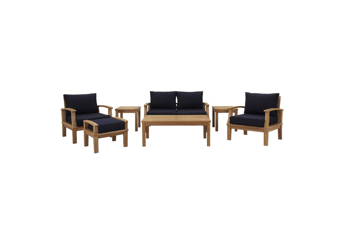 EEI-1486-NAT-NAV-SET Marina 7 Piece Outdoor Patio Teak Set By Modway