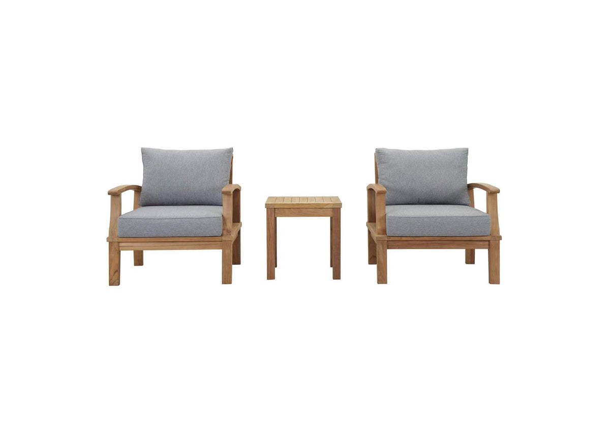 EEI-1487-NAT-GRY-SET Marina 3 Piece Outdoor Patio Teak Set By Modway