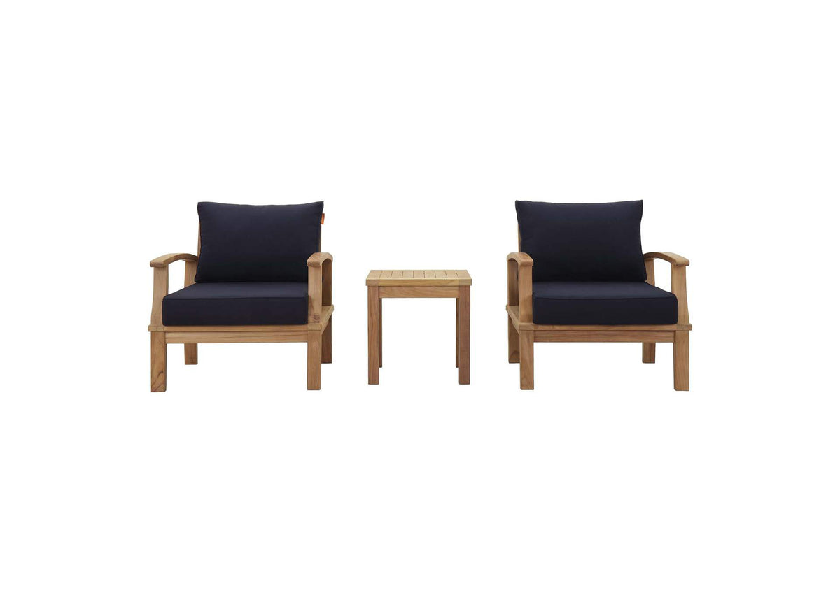 EEI-1487-NAT-NAV-SET Marina 3 Piece Outdoor Patio Teak Set By Modway