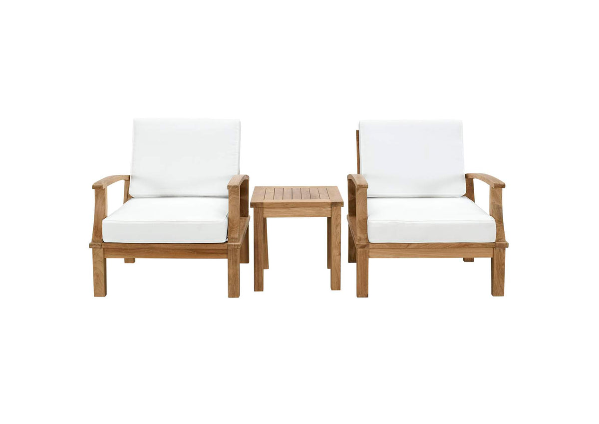 EEI-1487-NAT-WHI-SET Marina 3 Piece Outdoor Patio Teak Set By Modway