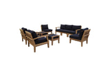 EEI-1488-NAT-NAV-SET Marina 9 Piece Outdoor Patio Teak Set By Modway