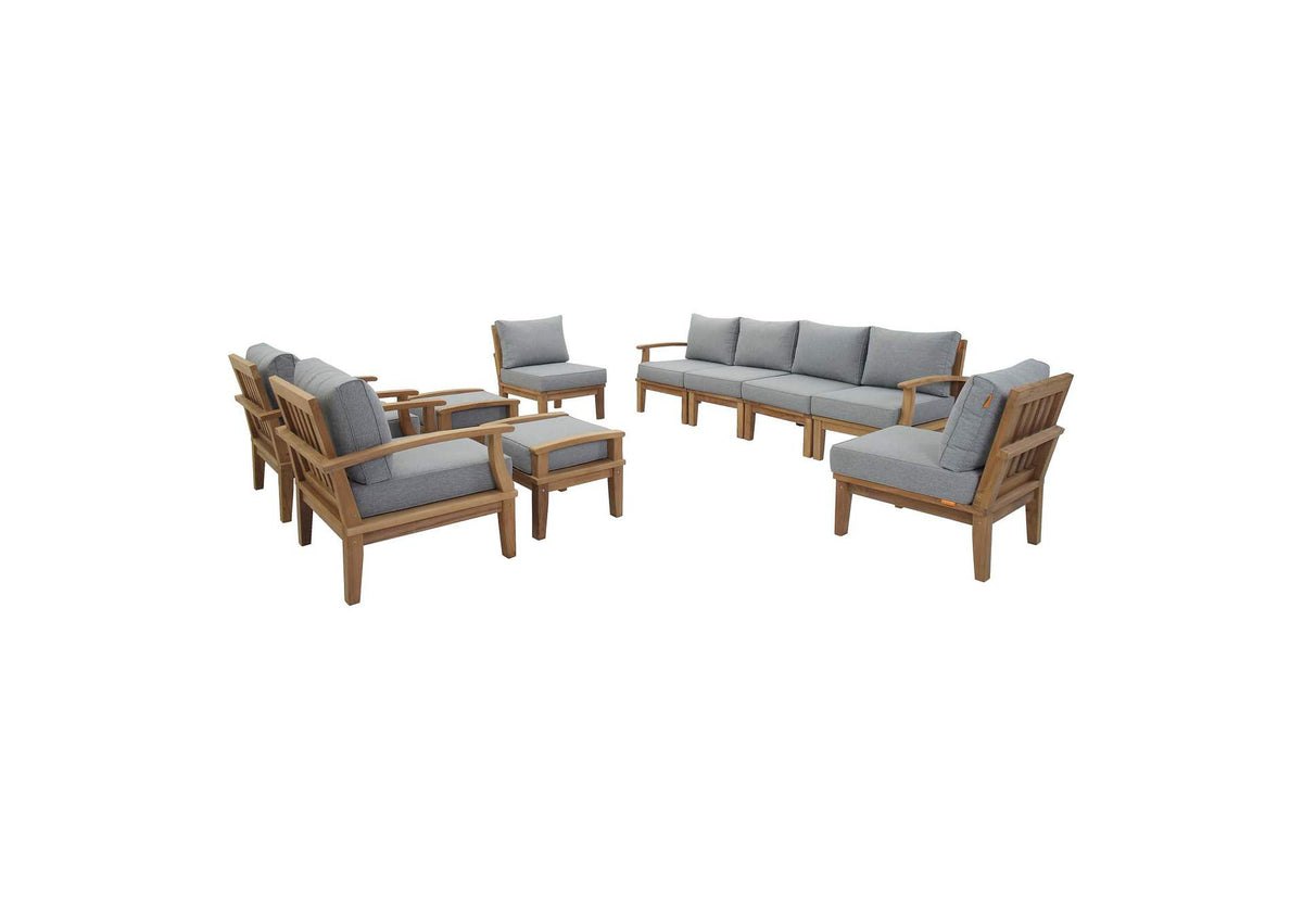 EEI-1489-NAT-GRY-SET Marina 10 Piece Outdoor Patio Teak Set By Modway
