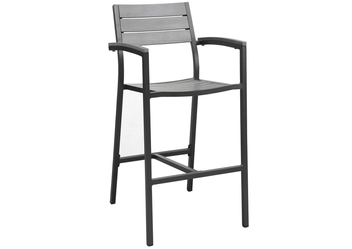 EEI-1510-BRN-GRY Maine Outdoor Patio Bar Stool By Modway