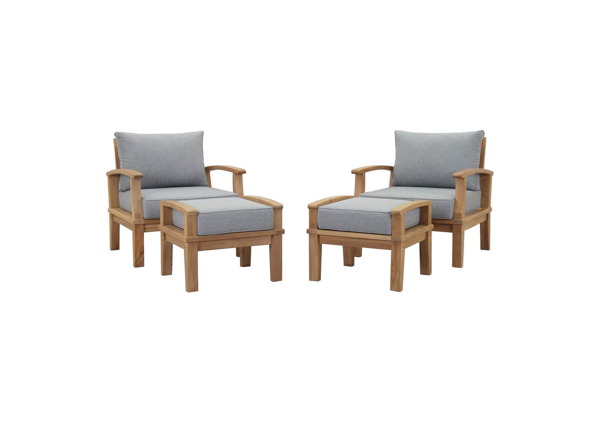 EEI-1537-NAT-GRY-SET Marina 4 Piece Outdoor Patio Teak Set By Modway