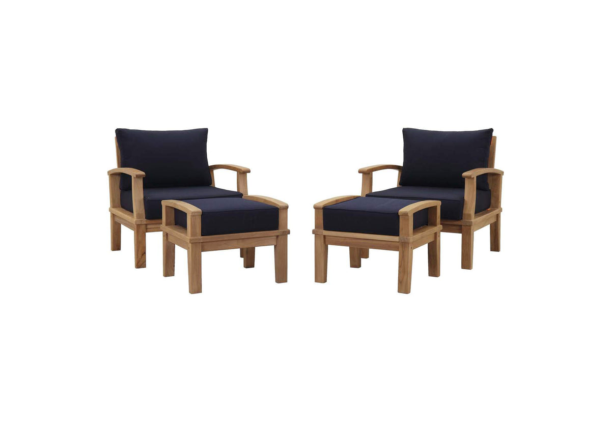EEI-1537-NAT-NAV-SET Marina 4 Piece Outdoor Patio Teak Set By Modway