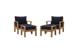 EEI-1537-NAT-NAV-SET Marina 4 Piece Outdoor Patio Teak Set By Modway