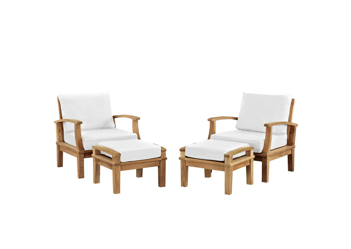 EEI-1537-NAT-WHI-SET Marina 4 Piece Outdoor Patio Teak Set By Modway