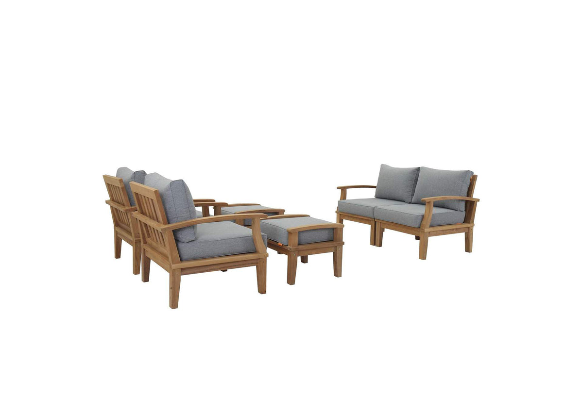 EEI-1597-NAT-GRY-SET Marina 6 Piece Outdoor Patio Teak Set By Modway