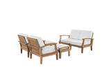EEI-1597-NAT-WHI-SET Marina 6 Piece Outdoor Patio Teak Set By Modway