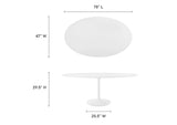 EEI-1657-WHI Lippa 78" Oval Wood Dining Table By Modway