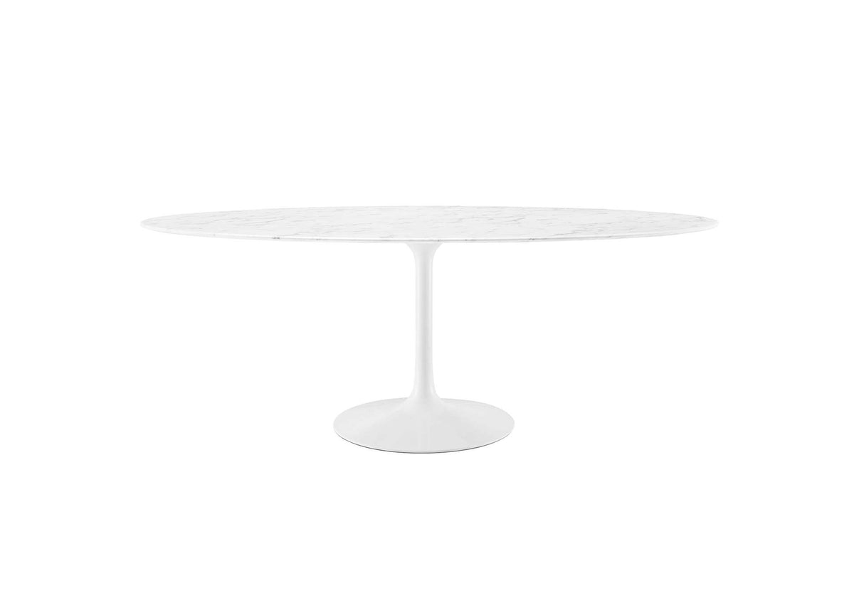EEI-1659-WHI Lippa 78" Oval Faux Marble Dining Table By Modway