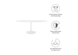 EEI-1659-WHI Lippa 78" Oval Faux Marble Dining Table By Modway
