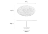 EEI-1659-WHI Lippa 78" Oval Faux Marble Dining Table By Modway