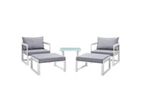 EEI-1721-WHI-GRY-SET Fortuna 5 Piece Outdoor Patio Sectional Sofa Set By Modway