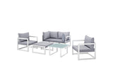 EEI-1723-WHI-GRY-SET Fortuna 6 Piece Outdoor Patio Sectional Sofa Set By Modway