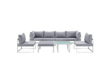 EEI-1728-WHI-GRY-SET Fortuna 8 Piece Outdoor Patio Sectional Sofa Set By Modway
