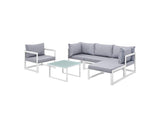 EEI-1731-WHI-GRY-SET Fortuna 6 Piece Outdoor Patio Sectional Sofa Set By Modway
