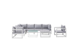EEI-1734-WHI-GRY-SET Fortuna 9 Piece Outdoor Patio Sectional Sofa Set By Modway