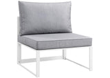 EEI-1734-WHI-GRY-SET Fortuna 9 Piece Outdoor Patio Sectional Sofa Set By Modway