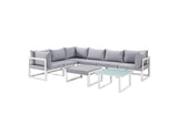 EEI-1735-WHI-GRY-SET Fortuna 8 Piece Outdoor Patio Sectional Sofa Set By Modway