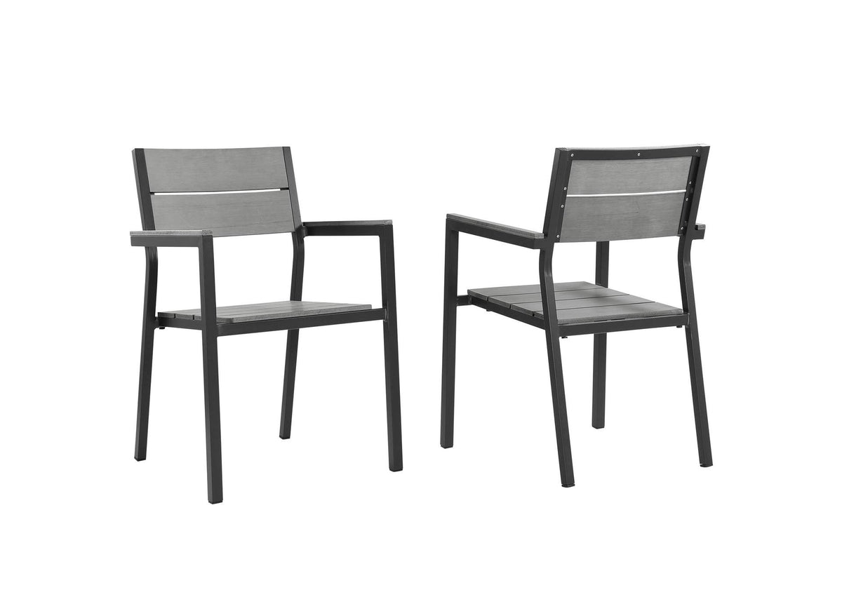 EEI-1739-BRN-GRY-SET Maine Outdoor Patio Dining Armchair Set Of 2 By Modway