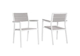 EEI-1739-WHI-LGR-SET Maine Outdoor Patio Dining Armchair Set Of 2 By Modway