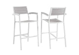 EEI-1740-WHI-LGR-SET Maine Outdoor Patio Bar Stool Set Of 2 By Modway