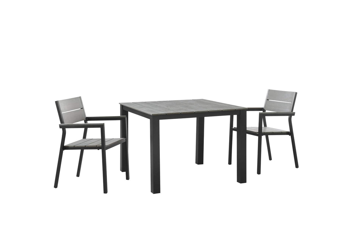 EEI-1743-BRN-GRY-SET Maine 3 Piece Outdoor Patio Dining Set By Modway