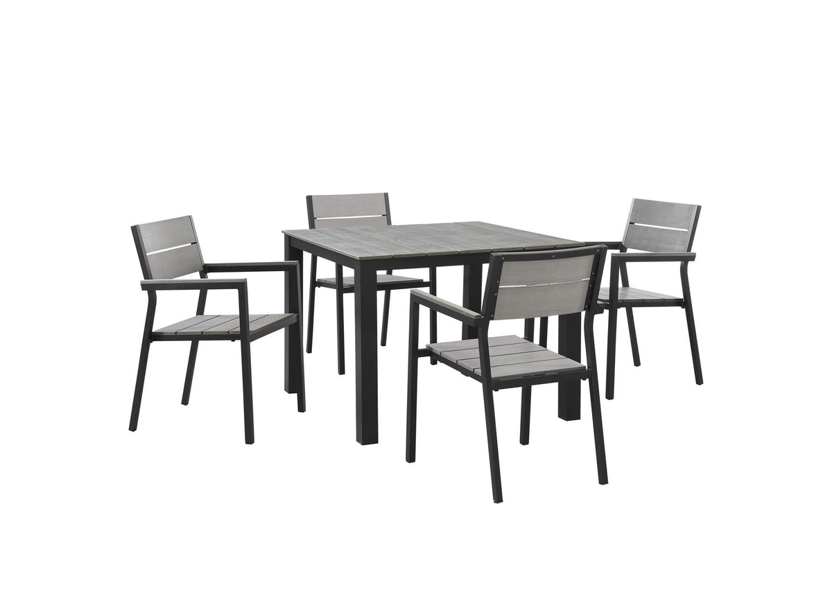 EEI-1745-BRN-GRY-SET Maine 5 Piece Outdoor Patio Dining Set By Modway