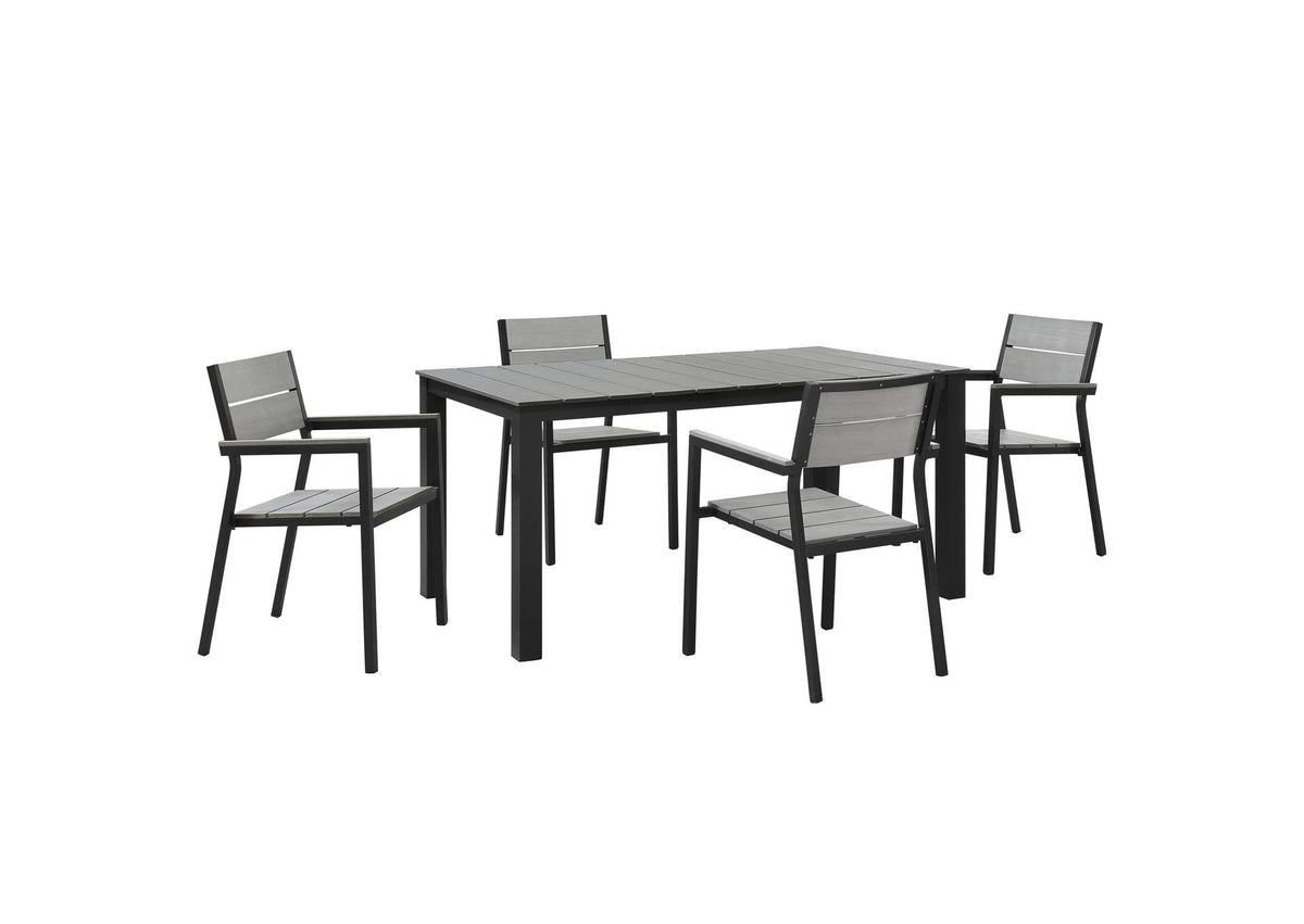 EEI-1747-BRN-GRY-SET Maine 5 Piece Outdoor Patio Dining Set By Modway
