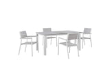 EEI-1747-WHI-LGR-SET Maine 5 Piece Outdoor Patio Dining Set By Modway