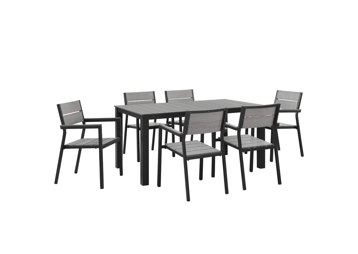 EEI-1749-BRN-GRY-SET Maine 7 Piece Outdoor Patio Dining Set By Modway