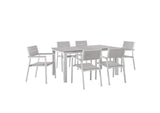 EEI-1749-WHI-LGR-SET Maine 7 Piece Outdoor Patio Dining Set By Modway