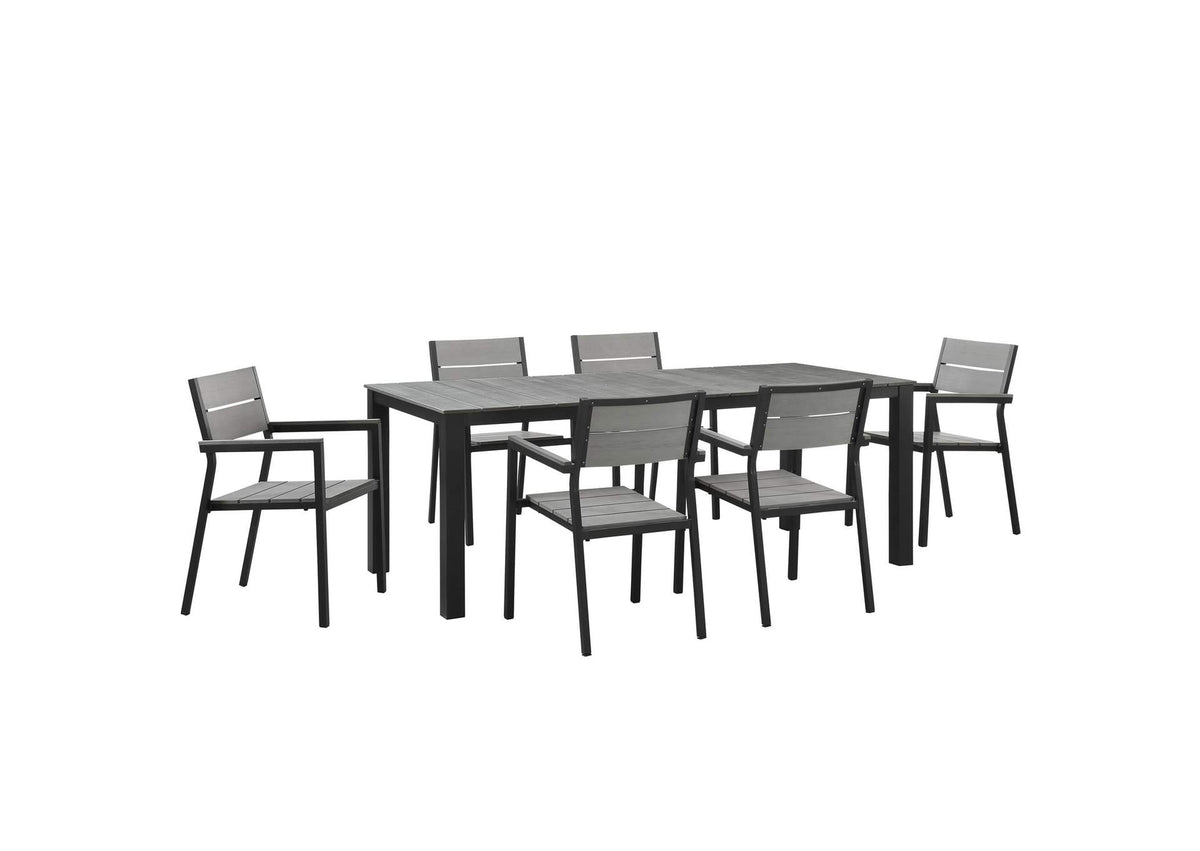EEI-1751-BRN-GRY-SET Maine 7 Piece Outdoor Patio Dining Set By Modway