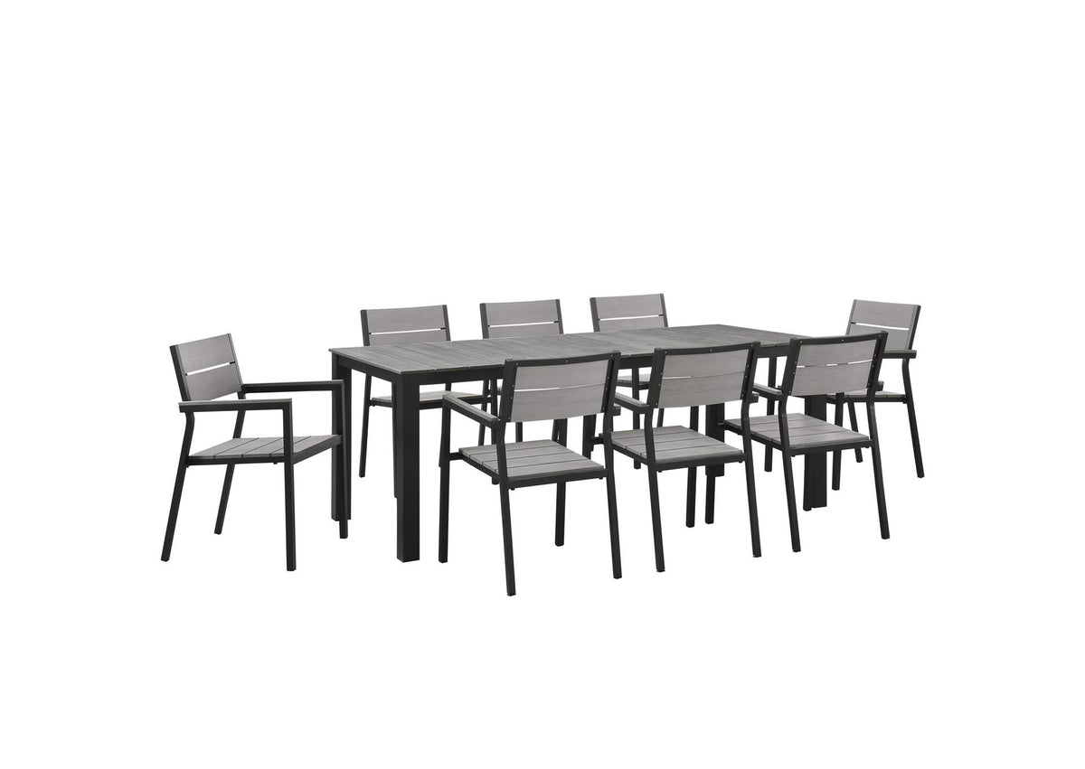 EEI-1753-BRN-GRY-SET Maine 9 Piece Outdoor Patio Dining Set By Modway