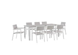 EEI-1753-WHI-LGR-SET Maine 9 Piece Outdoor Patio Dining Set By Modway
