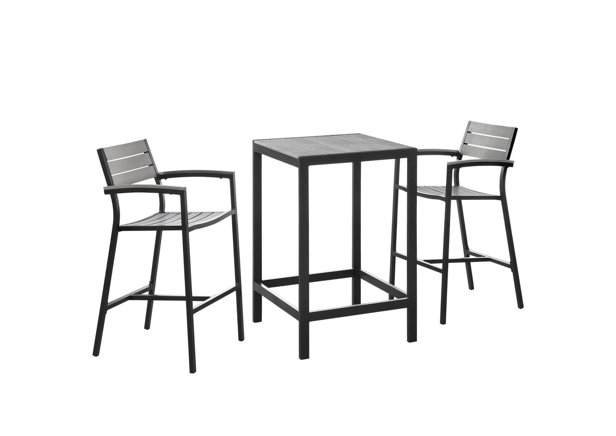 EEI-1754-BRN-GRY-SET Maine 3 Piece Outdoor Patio Dining Set By Modway